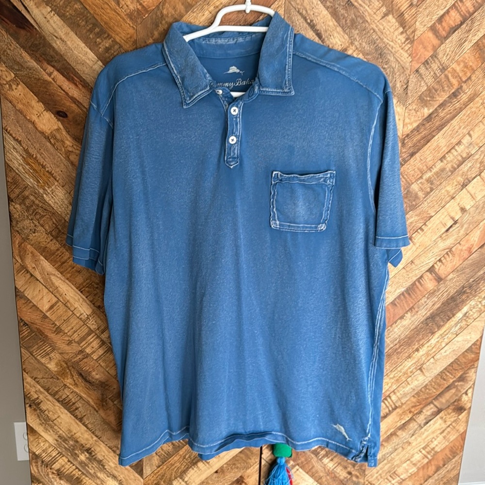 Tommy Bahama size large men’s polo blue and perfect condition